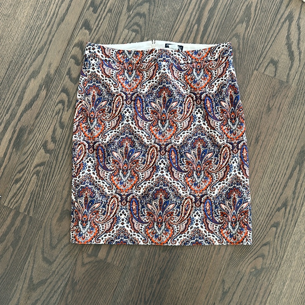 J.Crew Paisley Pencil Skirt size 8